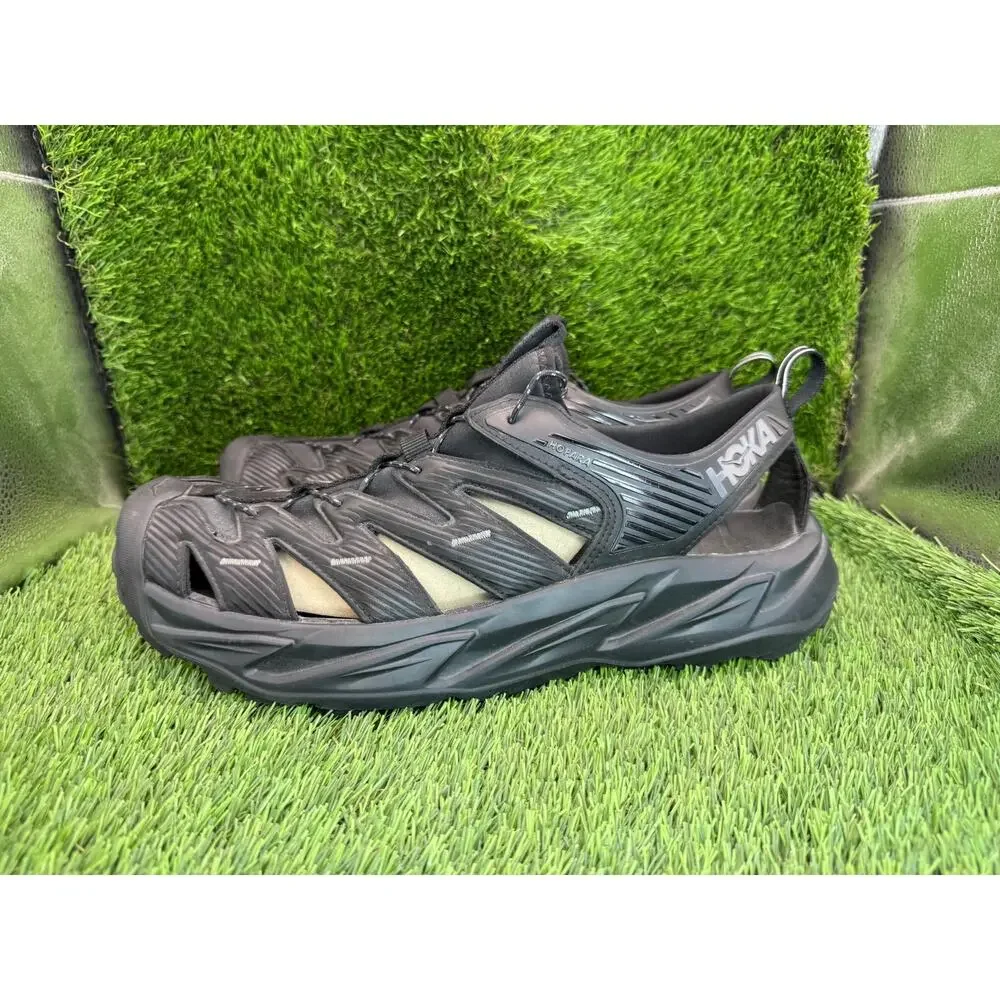 Hoka One One Hopara 1106534-BBLC Hiking Sandal Men's 14 Black Platform Slingback